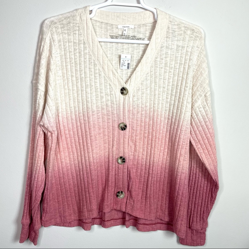 Maurices Cream Pink Ombre Cardigan